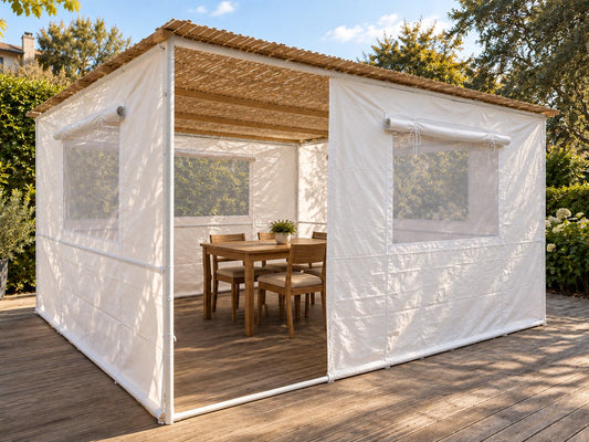 Module 1×1 → 3×3 : le résultat, une Soucca ONE 3 × 3 m